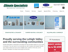 Tablet Screenshot of climatespecialists.com